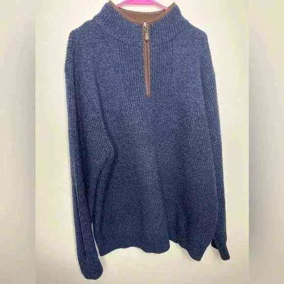 L.L. Bean 100% Merino Lambs Wool Quarter Zip Sweater Size XL - Picture 1 of 4